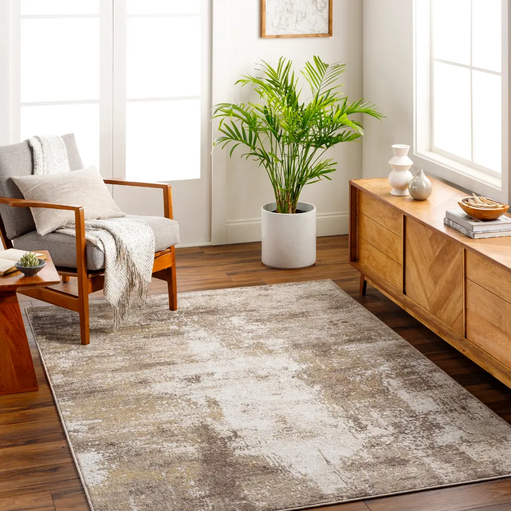 Nalany Abstract Modern Marble Light Brown Rug - Image 2