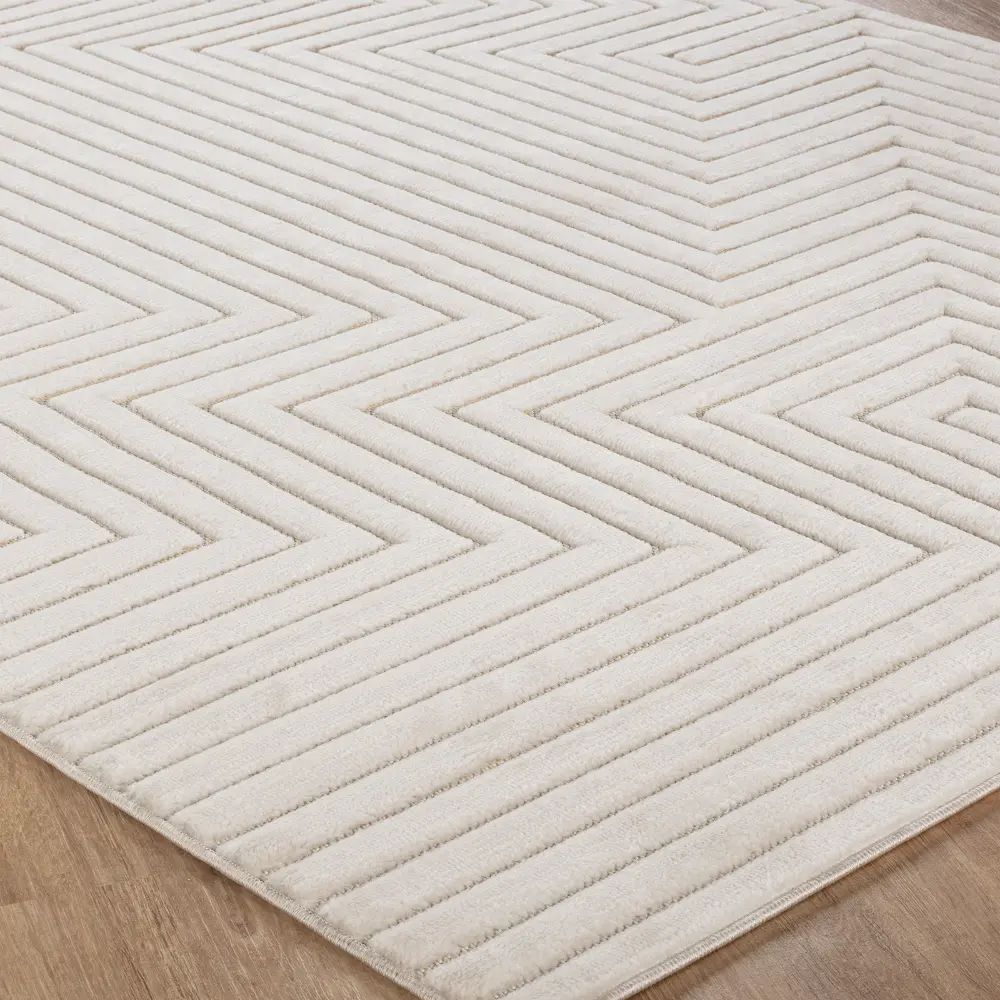 Naoko In- & Outdoor 3D High & Low Pile Textured White Rug - Image 5