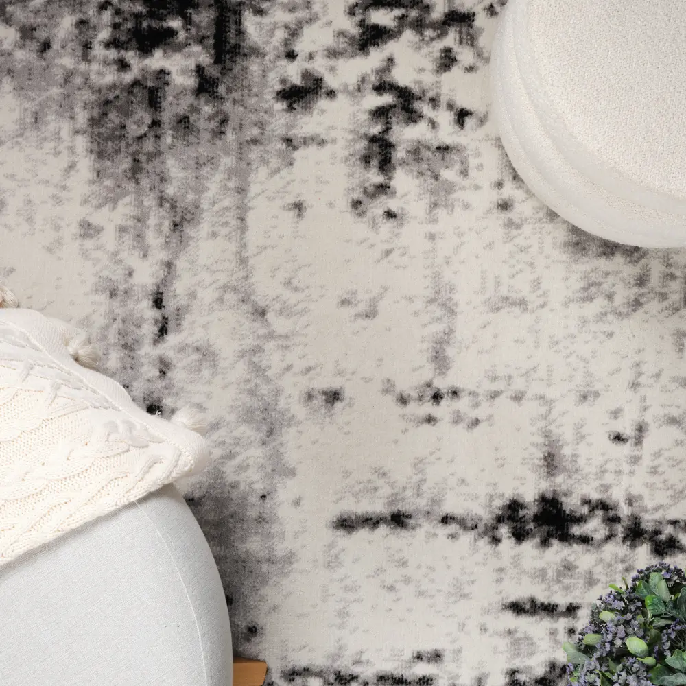 Natalia Abstract Modern Marble Light Grey Rug - Image 6