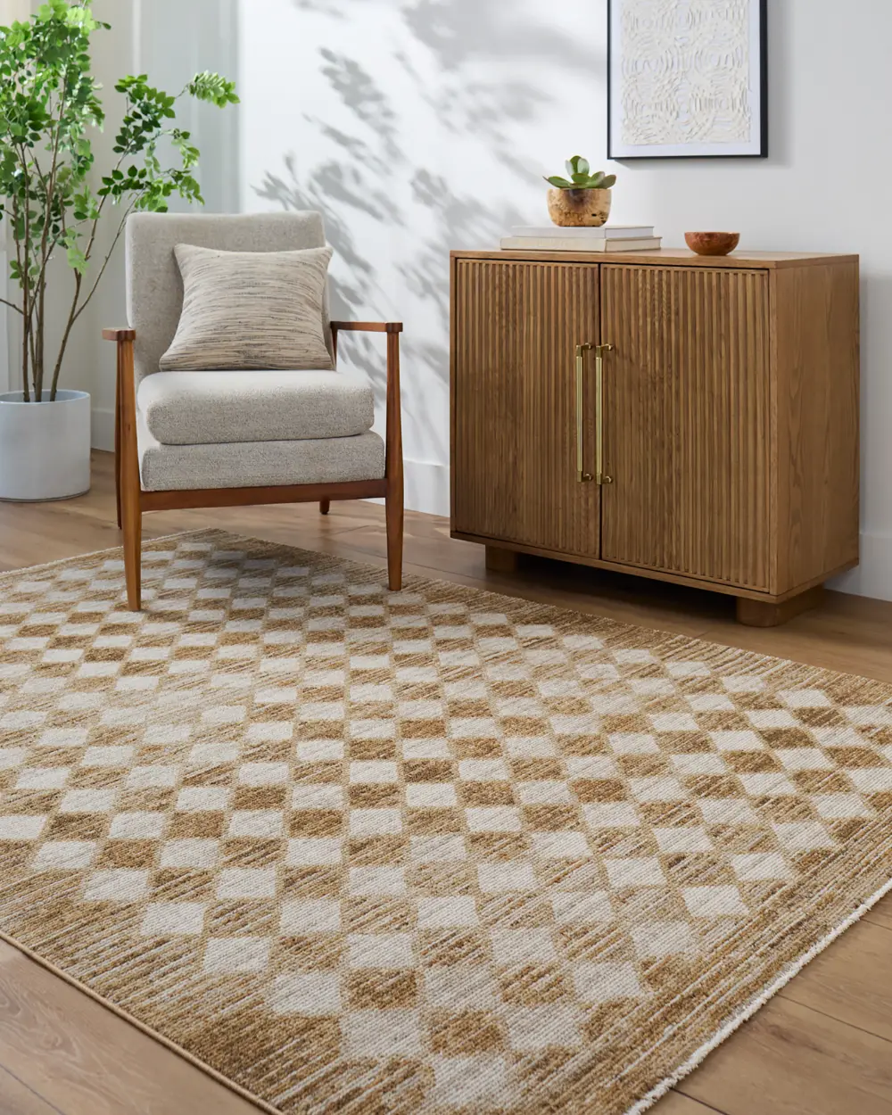 Myrtle Avenue V Galey Alix X Livabliss Scandi Geometric Taupe/Mustard Rug