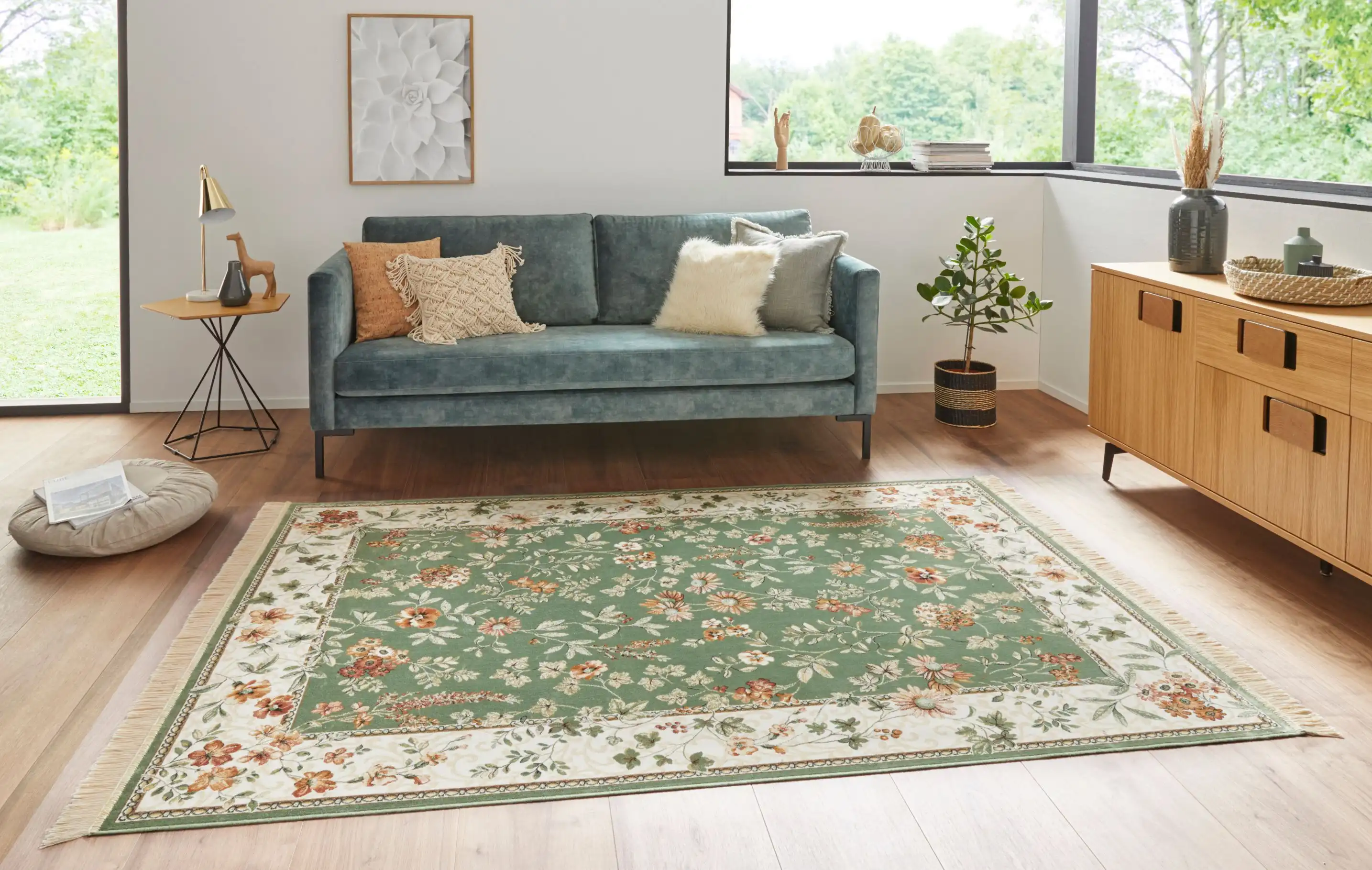 Naveh 104374 Flowers Green Rug