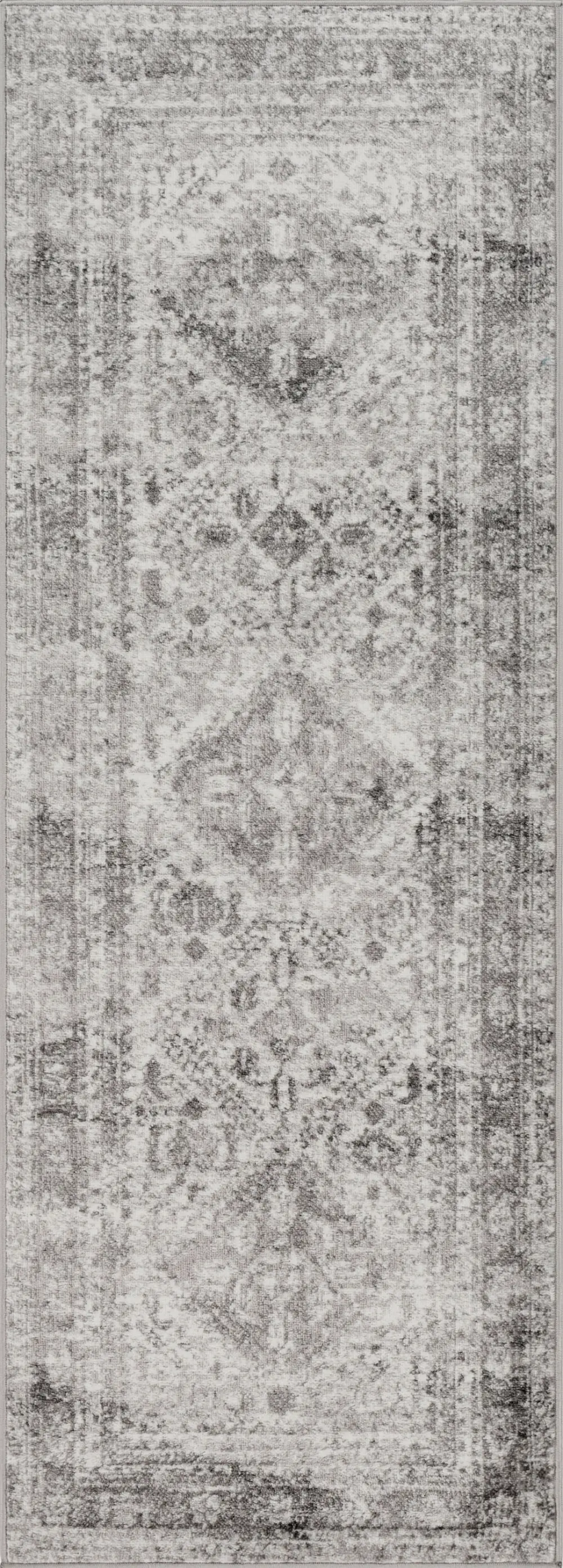 Neelam Vintage Oriental Boho Light Grey/White/Charcoal Rug - Image 4