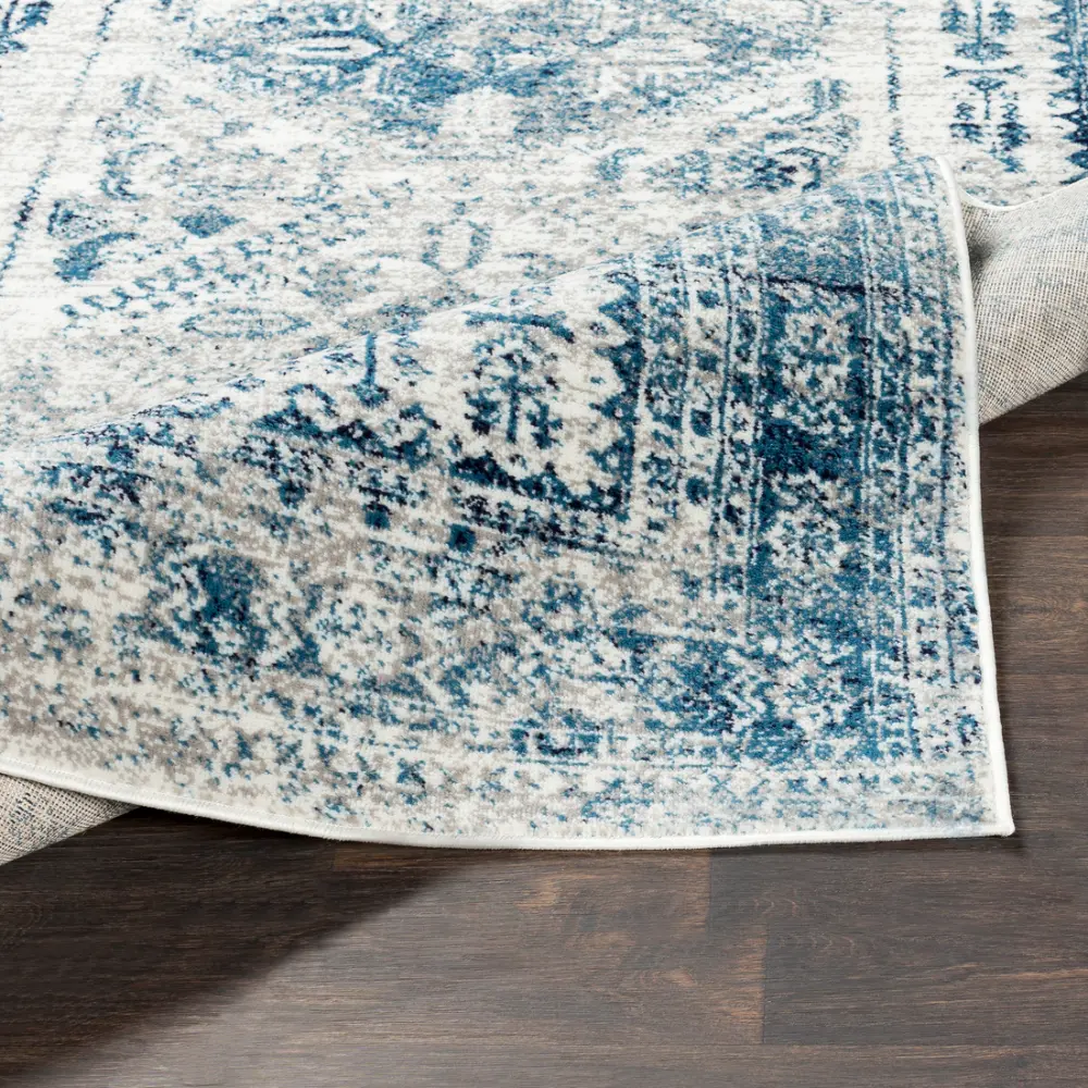 Neelam Vintage Oriental Boho Sky Blue/Light Grey/White/Navy Rug - Image 10