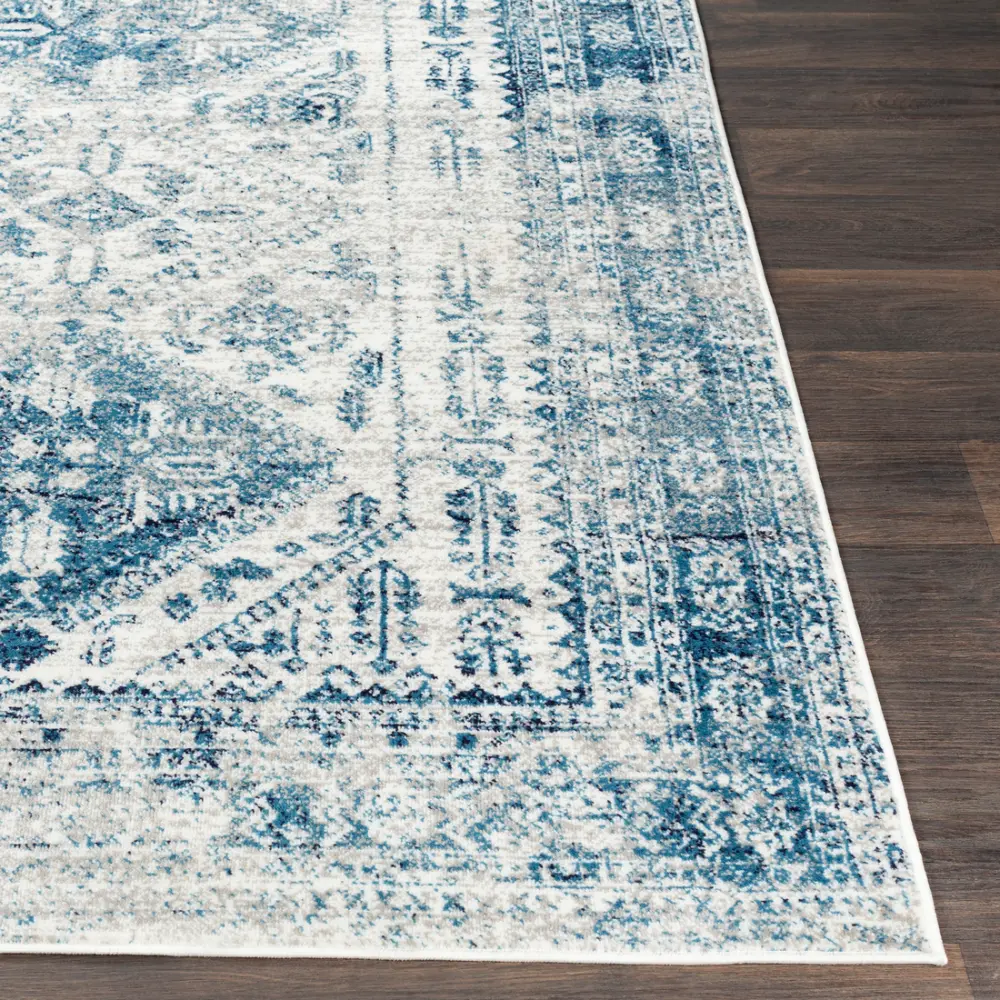 Neelam Vintage Oriental Boho Sky Blue/Light Grey/White/Navy Rug - Image 11