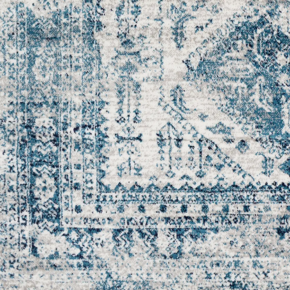 Neelam Vintage Oriental Boho Sky Blue/Light Grey/White/Navy Rug - Image 6