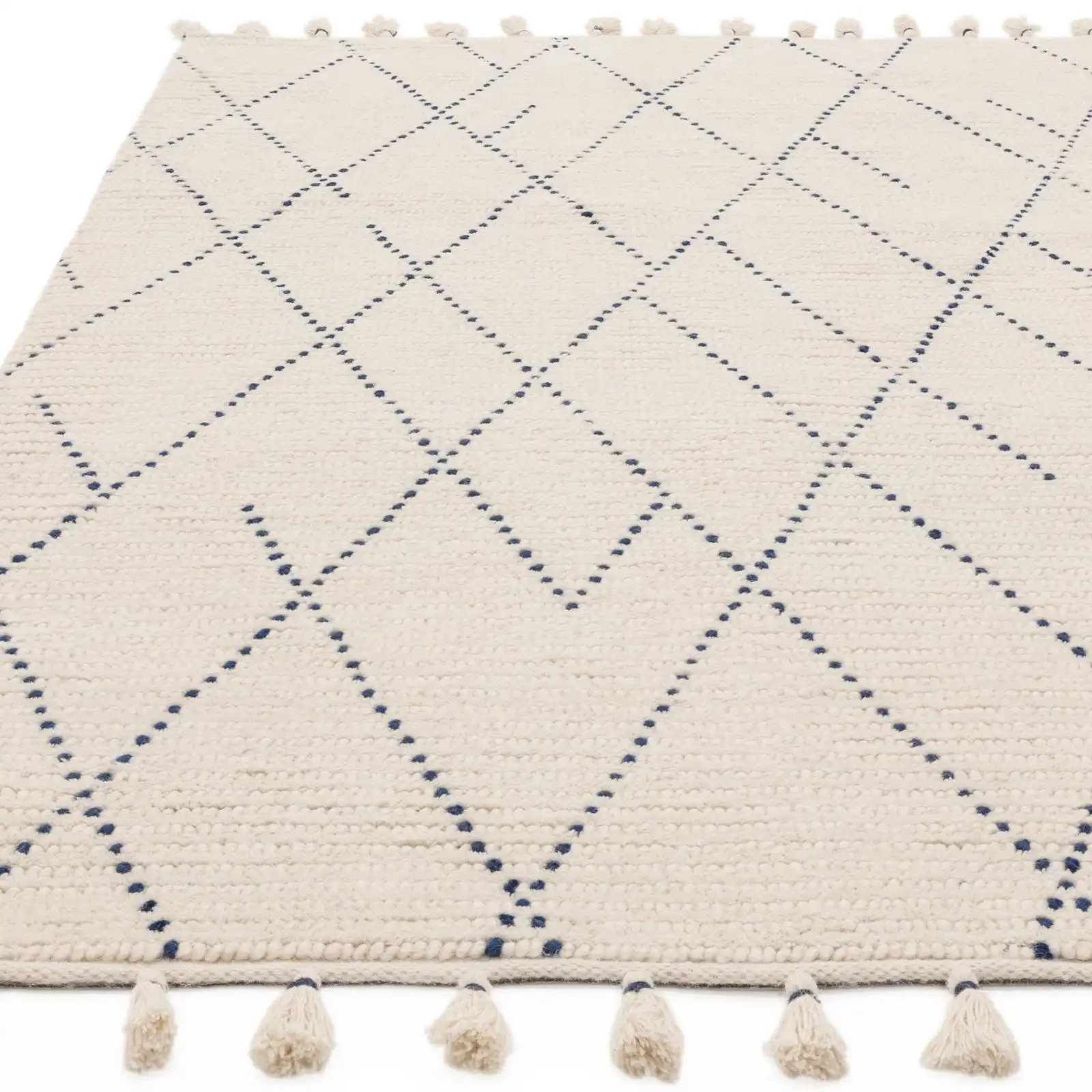 Nepal Cream Blue Linear Rug