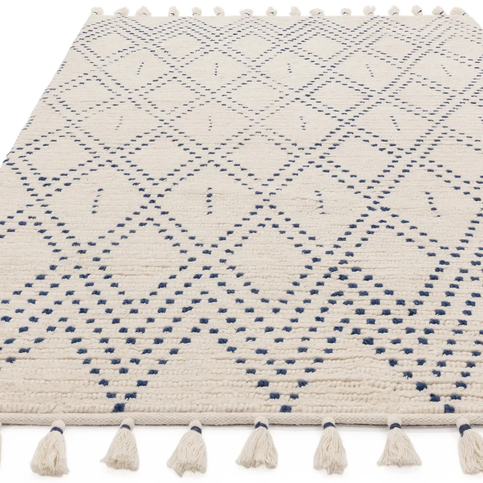 Nepal Nepal Cream Blue Diamond Rug