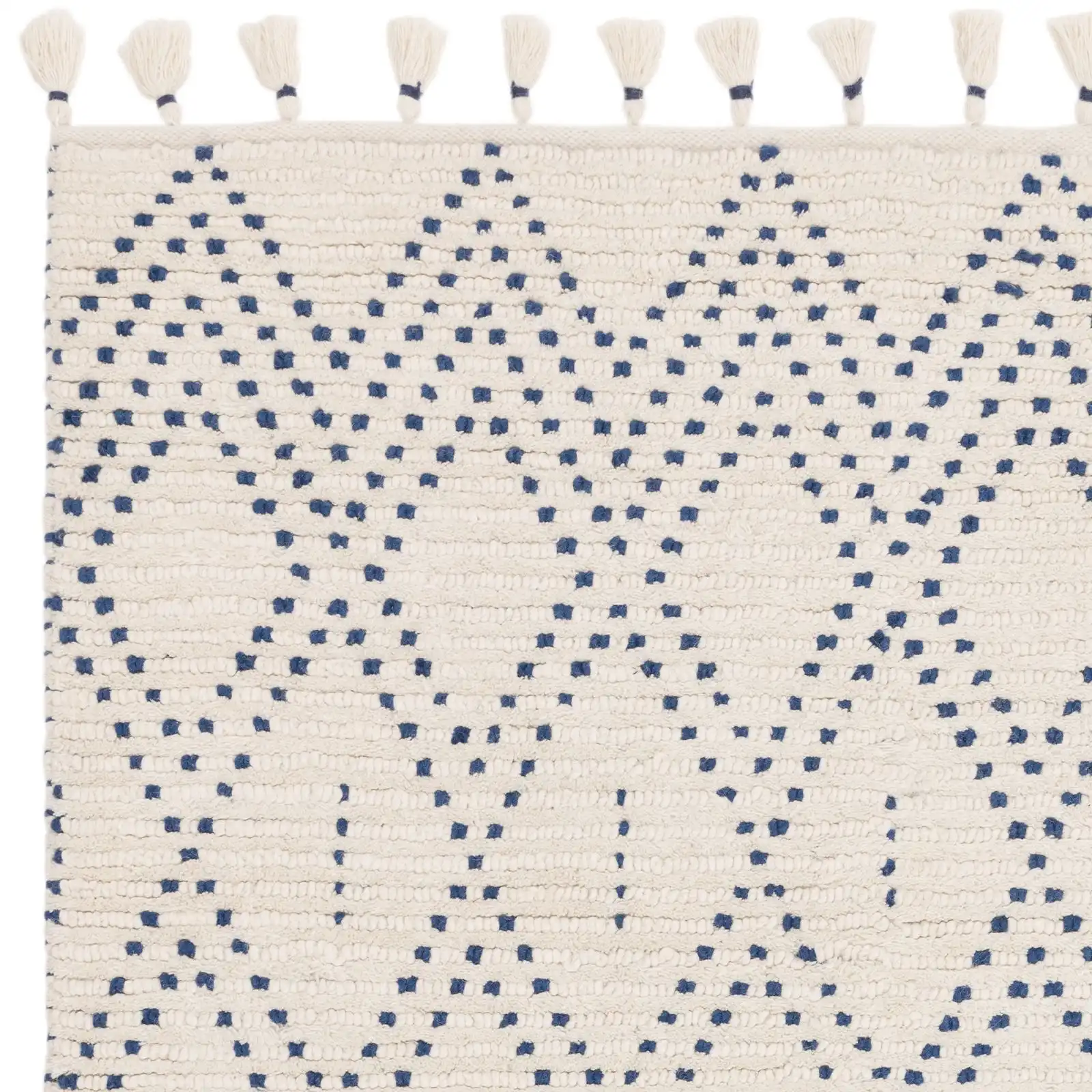 Nepal Nepal Cream Blue Diamond Rug - Image 4