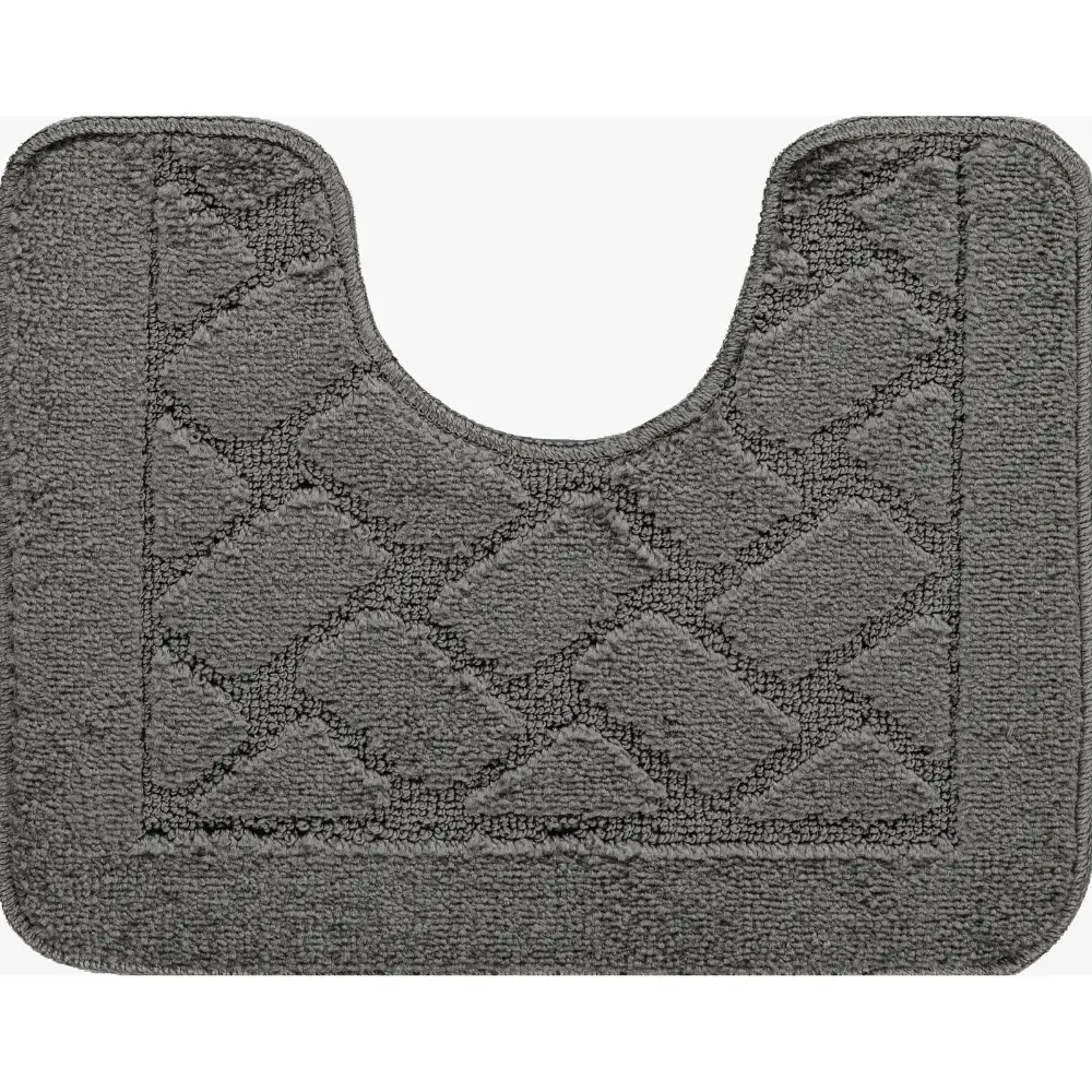 Nilah 2-Piece Machine Washable Non-Slip Dark Grey Bathroom Rug Set - Image 8