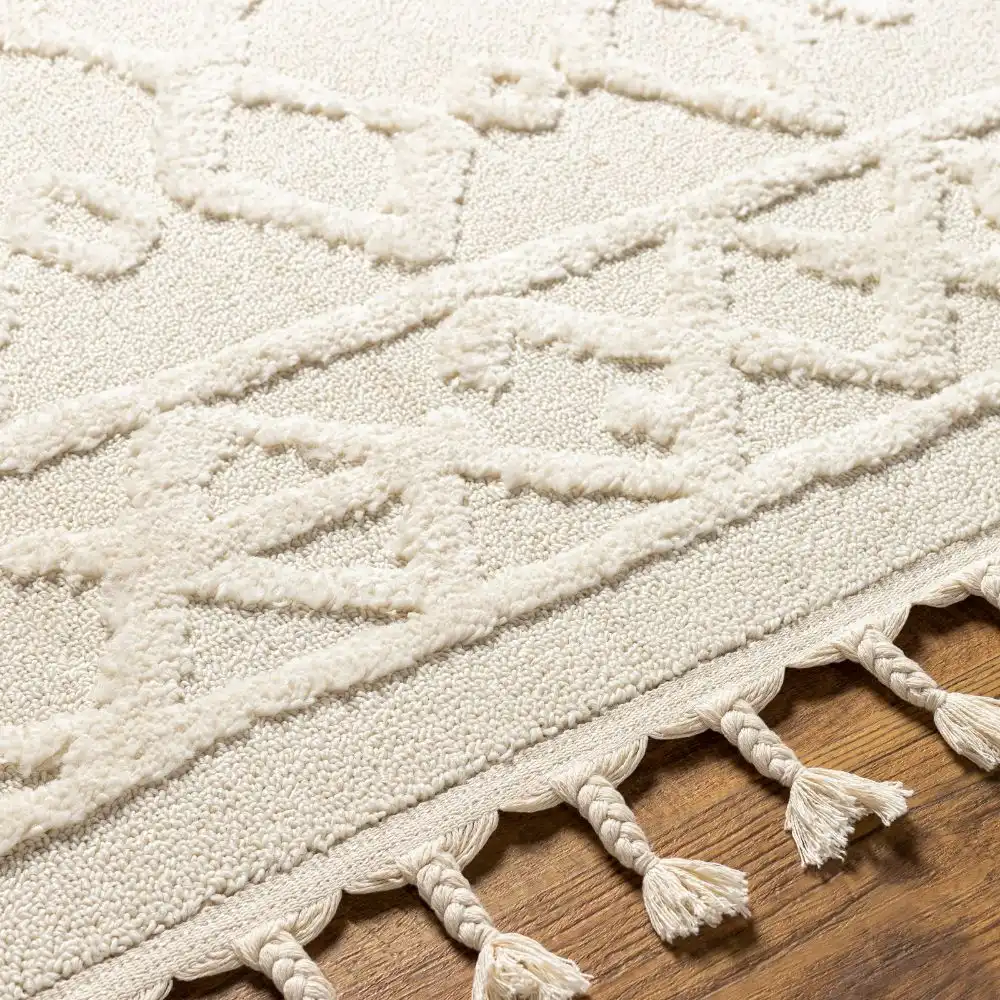Elaine Berber Geometric High Pile Cream Rug - Image 5