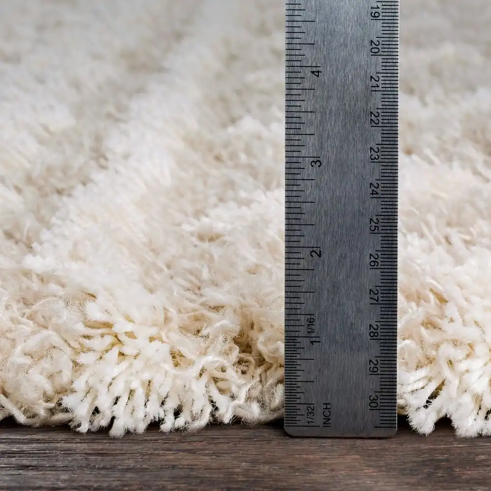 Nour Shaggy Geometric Plush Pile Cream Beige Rug - Image 5