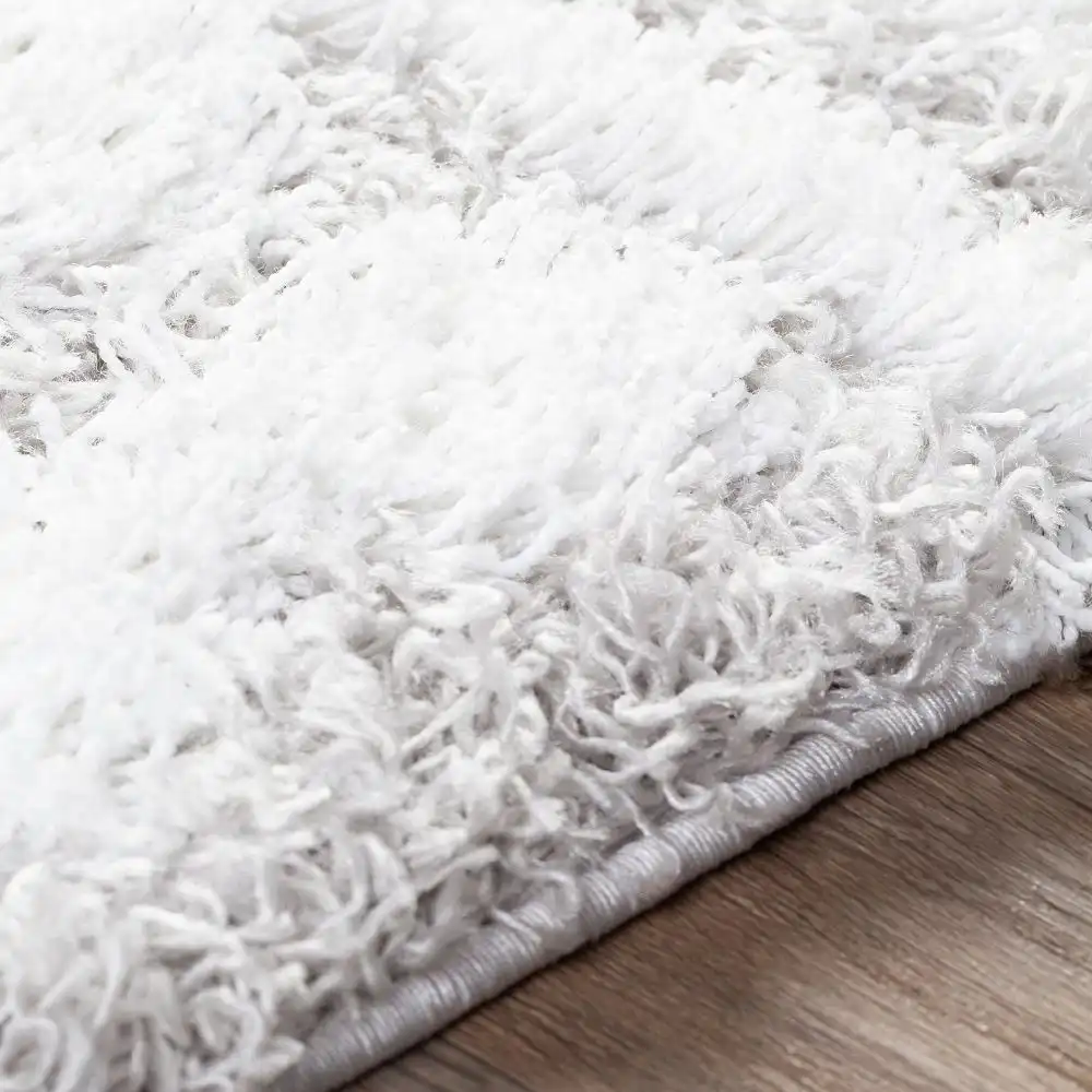 Nour Shaggy Geometric Plush Pile Light Grey Rug - Image 7