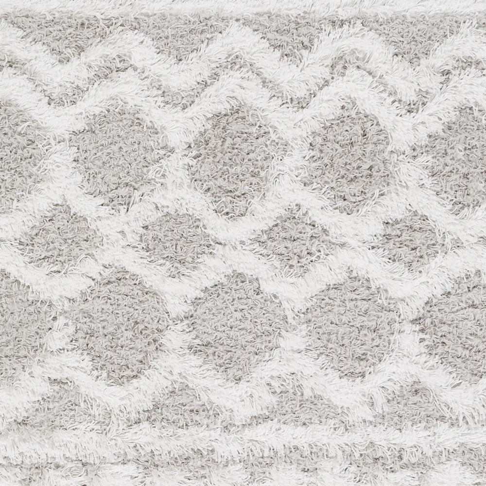 Nour Shaggy Geometric Plush Pile Light Grey Rug - Image 2