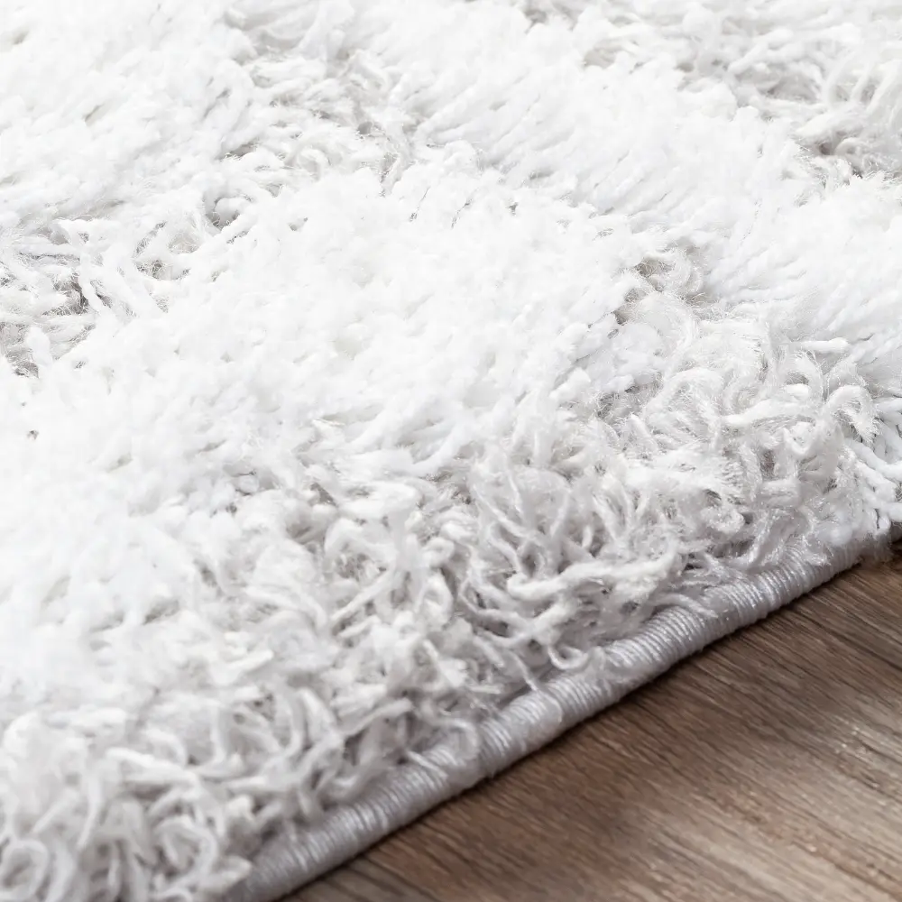 Nour Shaggy Geometric Plush Pile Light Grey Rug - Image 3