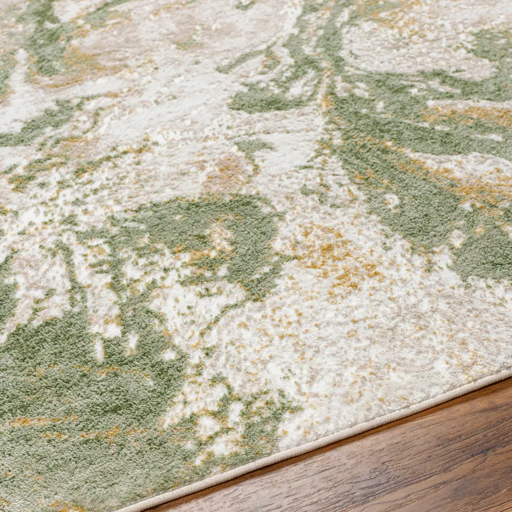 Octavia Abstract Modern Marble Moss Green Rug - Image 4