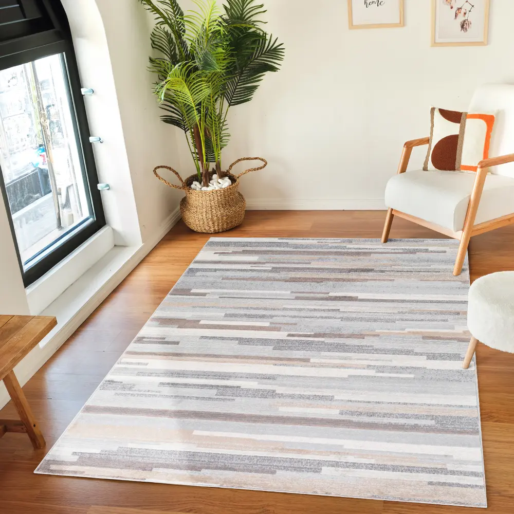 Olivia Scandi Modern Medium Grey/Tan/White Rug