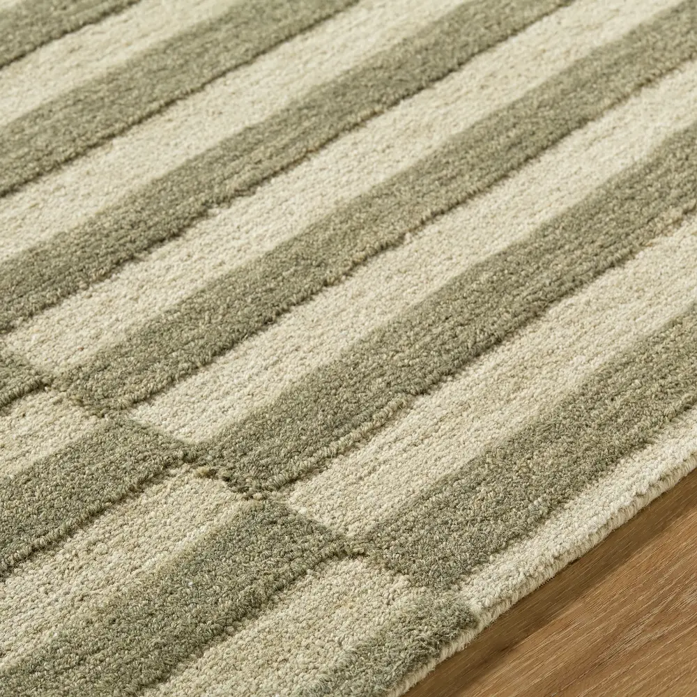 Our Pnw Home Idaho Hand Tufted Green Cream Wool Modern Living Dining Bedroom PNWID2300 Rug - Image 3