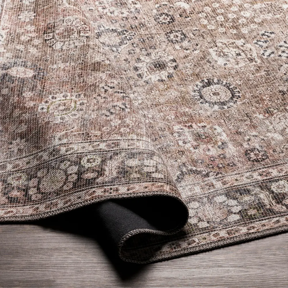 Peyton Machine Washable Traditionnal Boho Brown Rug - Image 14