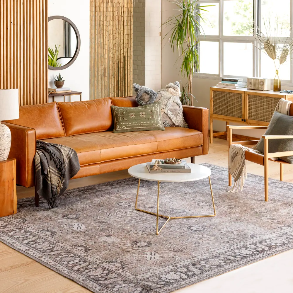 Peyton Machine Washable Traditionnal Boho Brown Rug - Image 4