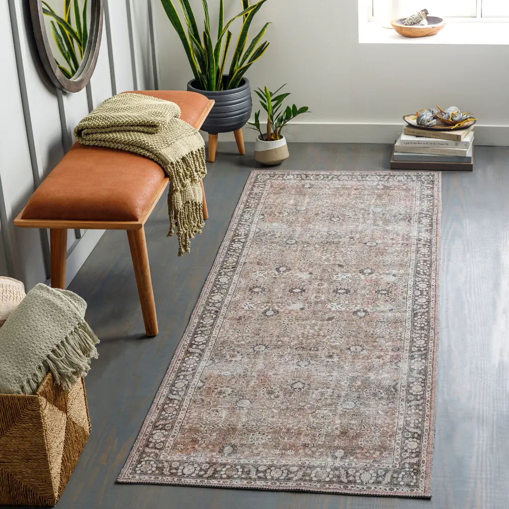 Peyton Machine Washable Traditionnal Boho Brown Rug - Image 7
