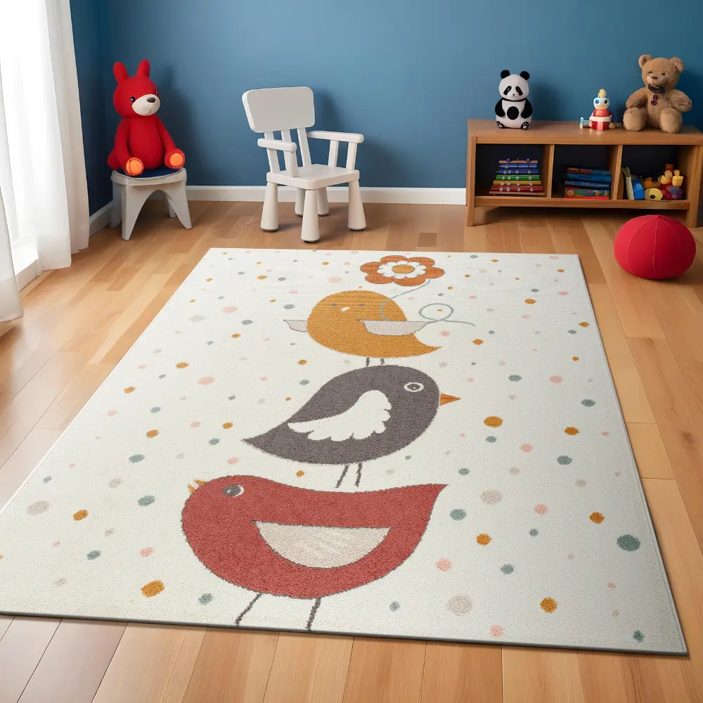 Pioupiou Kids Modern Yellow/Blue/Brown Bedroom Rug