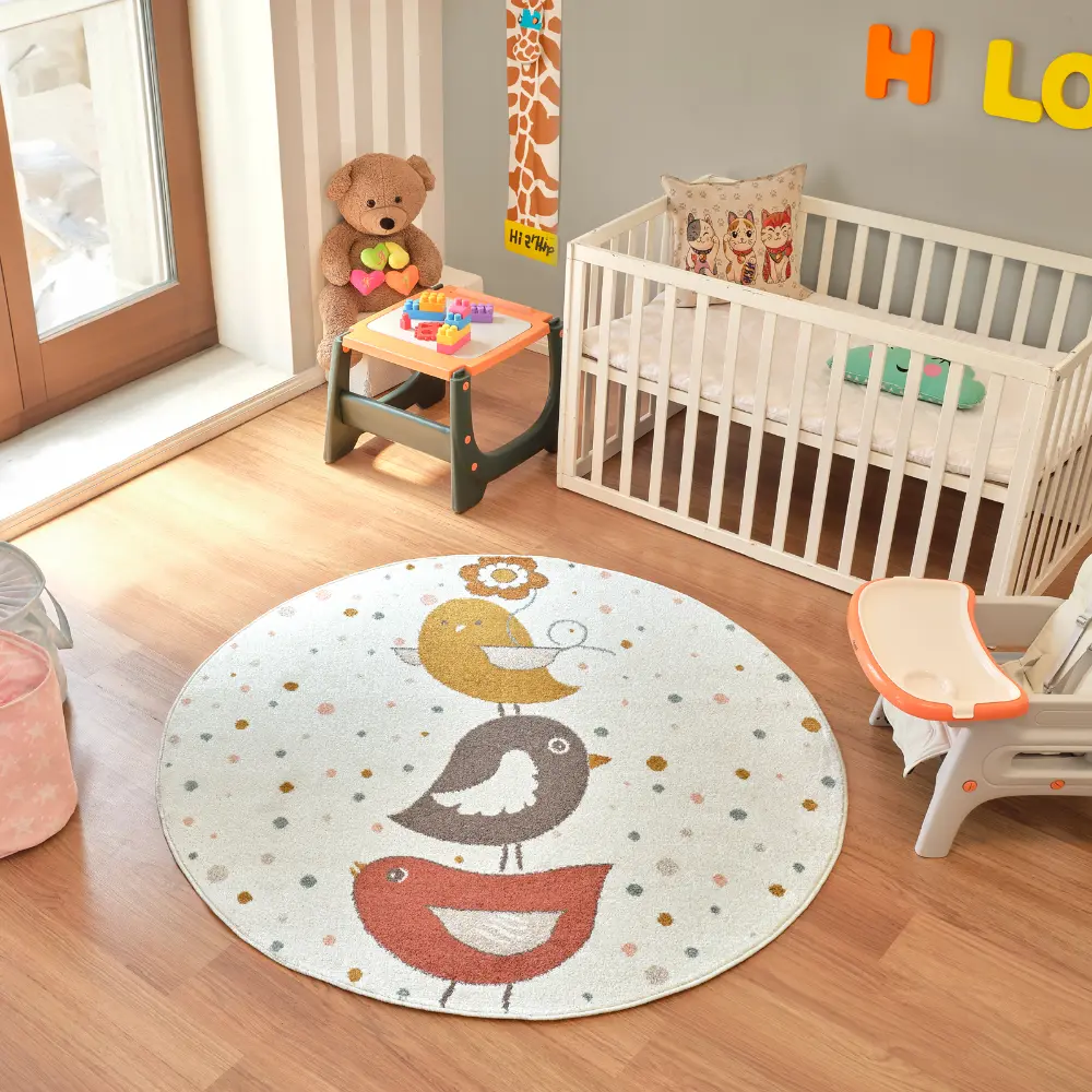 Pioupiou Kids Modern Yellow/Blue/Brown Bedroom Rug - Image 9