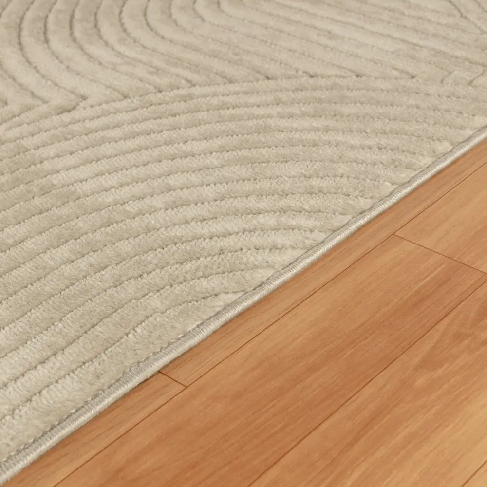 Reyko In- & Outdoor 3D High & Low Pile Textured Beige Rug - Image 5