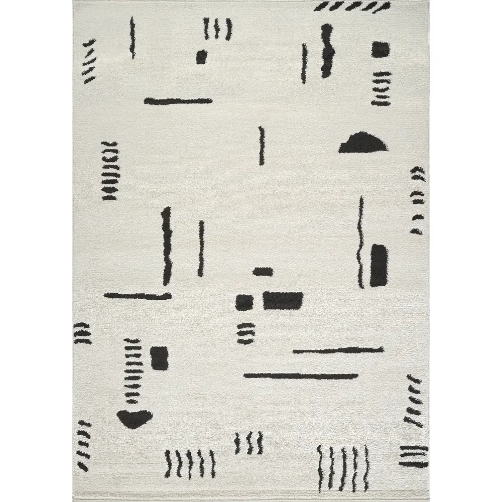 Rita Scandi Modern High Pile Black Rug - Image 3