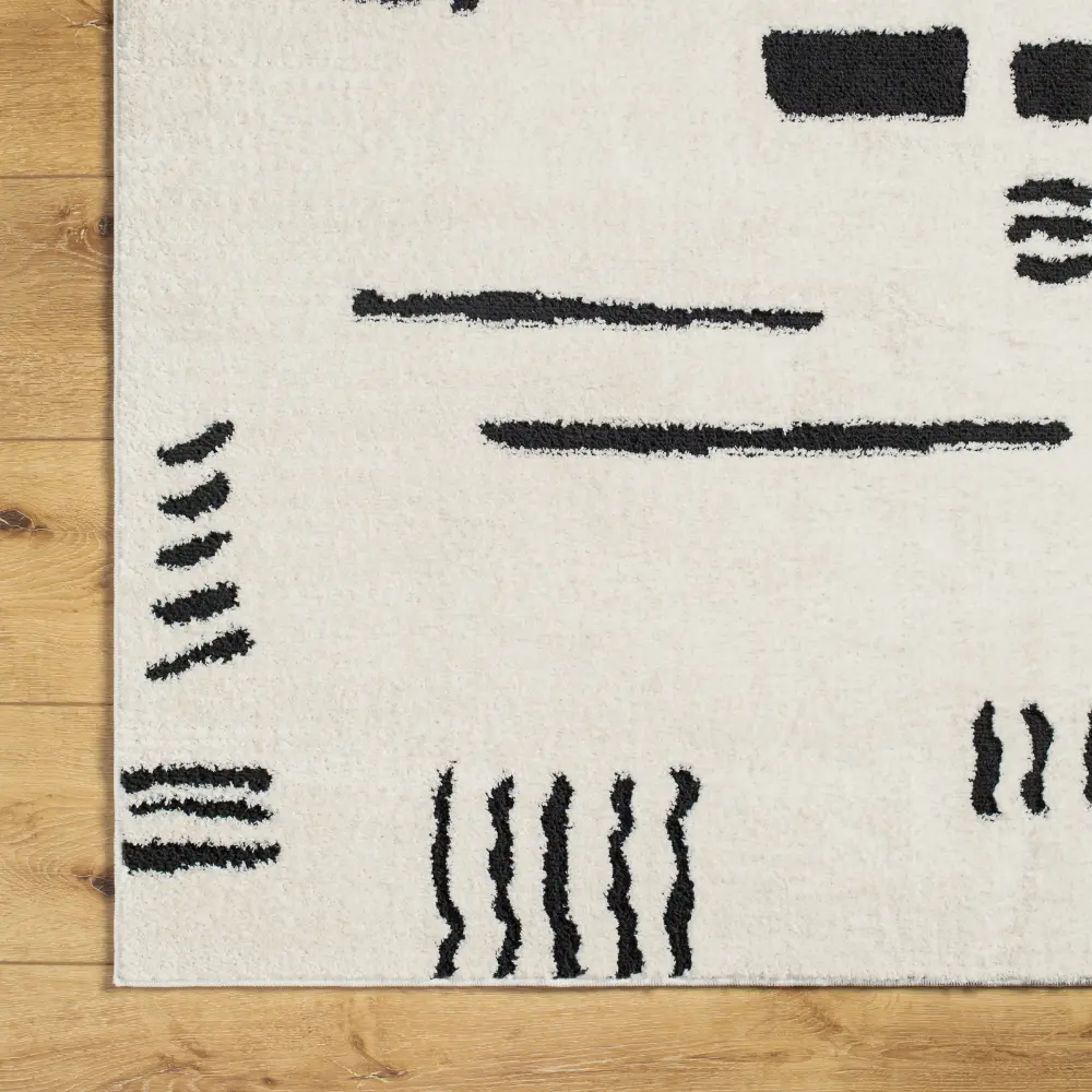 Rita Scandi Modern High Pile Black Rug - Image 8