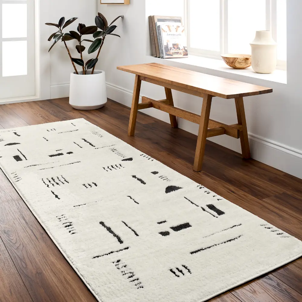 Rita Scandi Modern High Pile Black Rug - Image 9