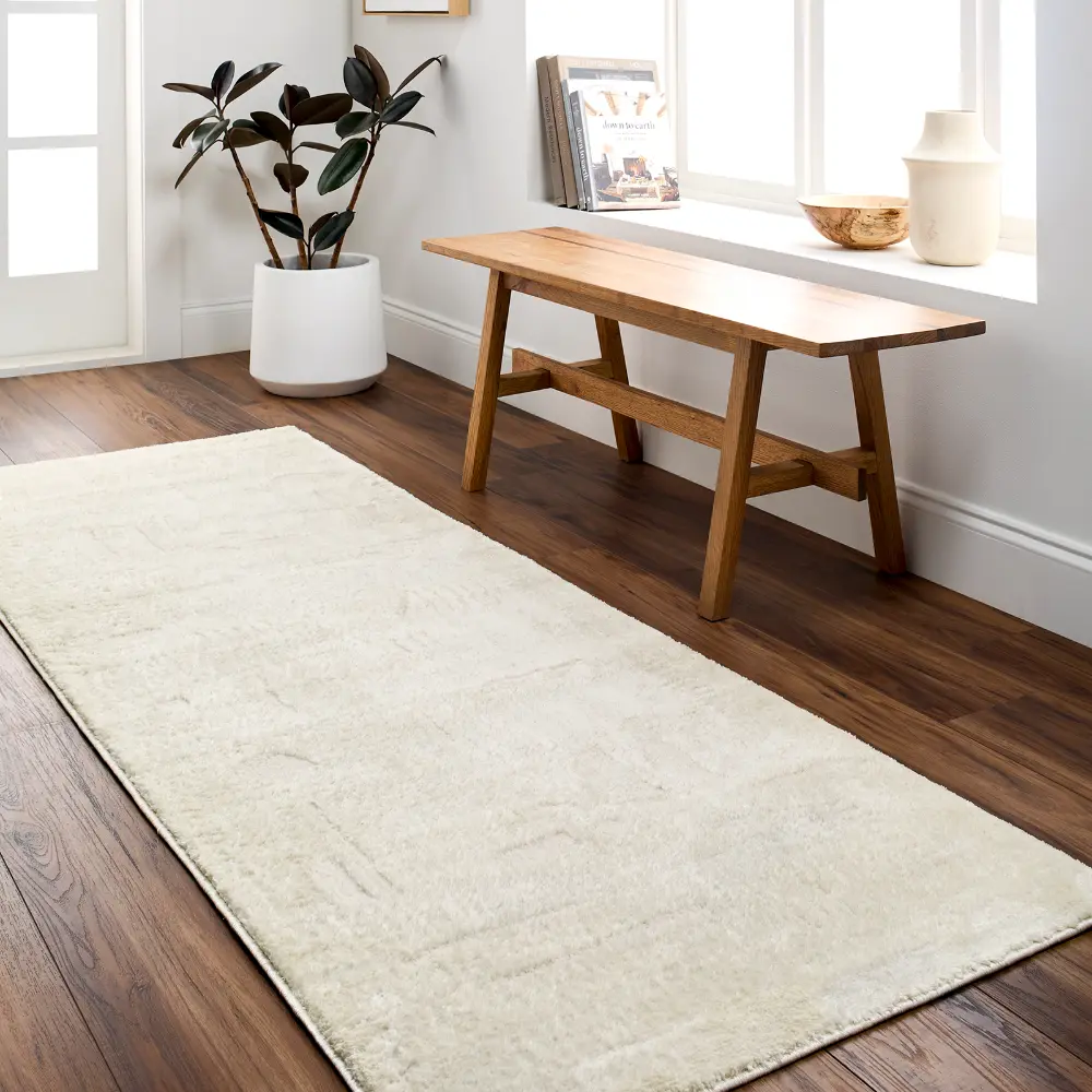 Rita Scandi Modern High Pile Off-White Rug - Image 9
