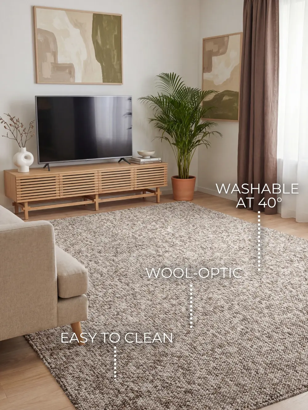 Rocco 106229 Taupe Multicolor Washable