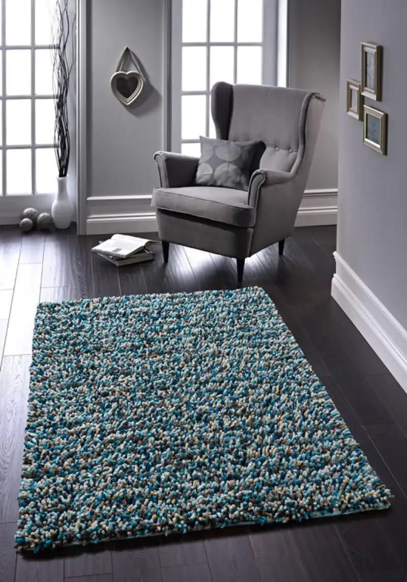 Rocks Shaggy Blue Rug