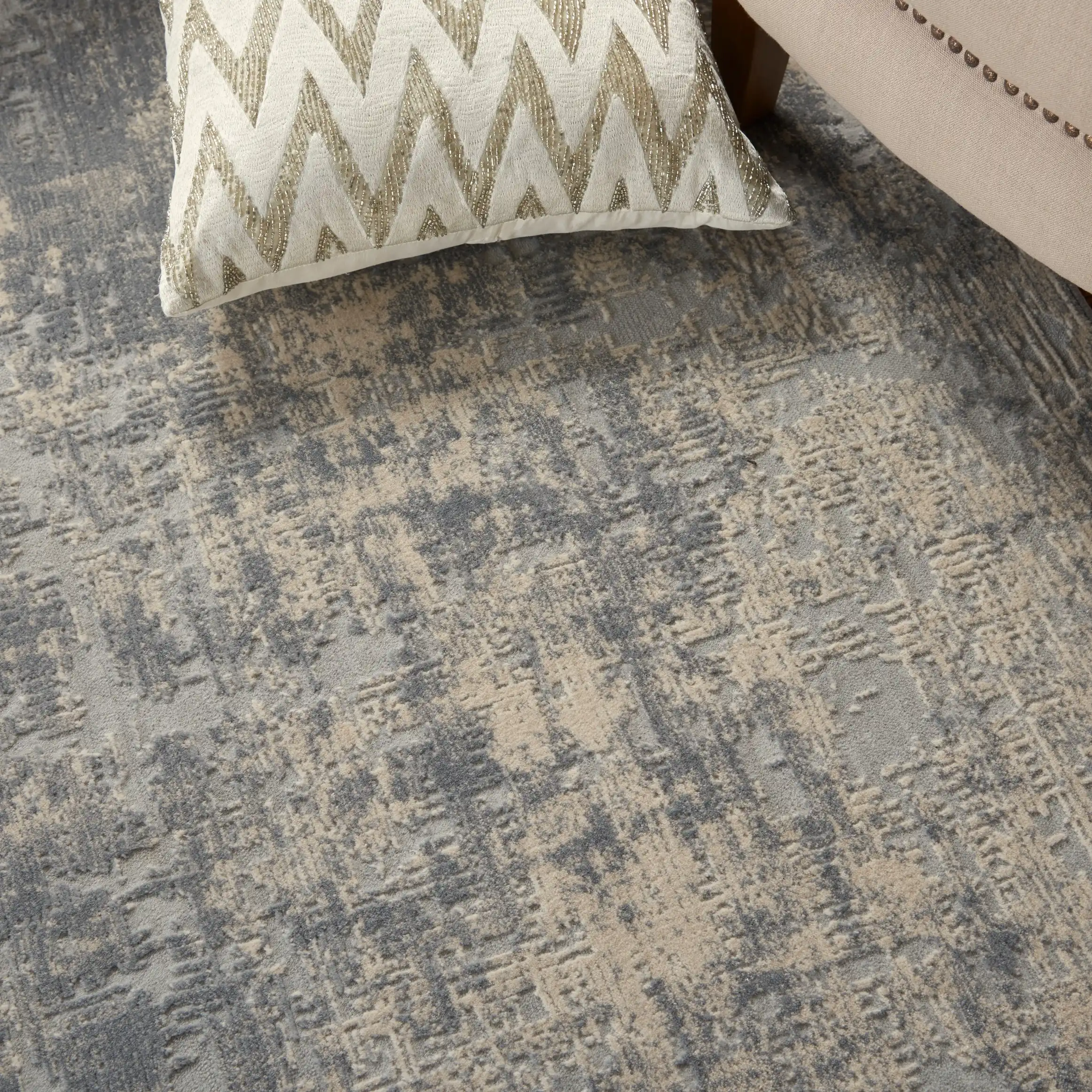 Rustic Textures RUS01 Ivory Silver Rug - Image 2