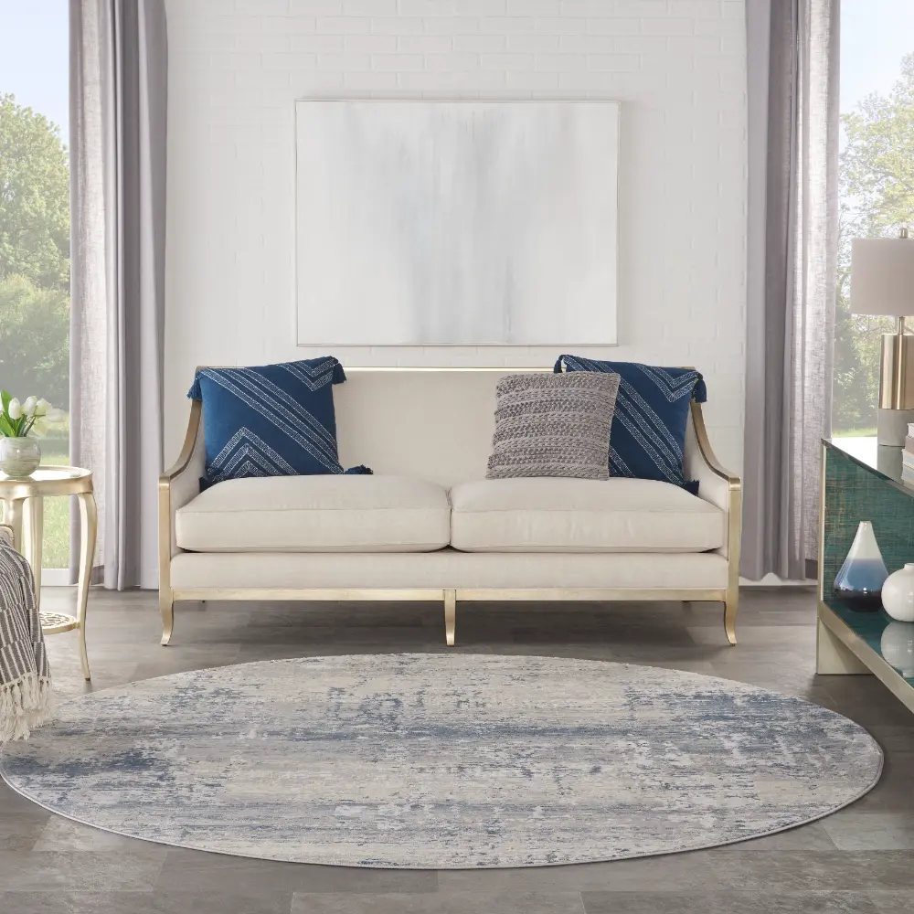 Rustic Textures RUS10 Ivory Blue Rug - Image 12