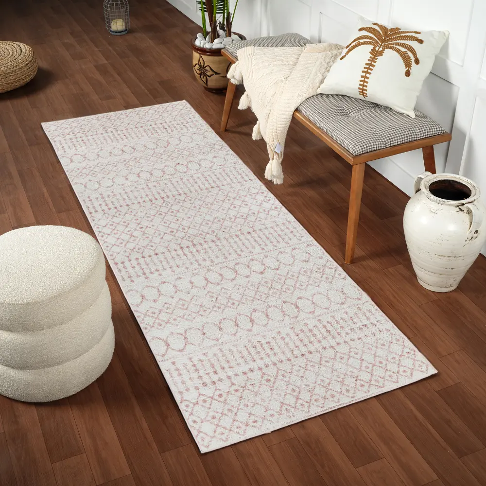 Saanjh Shaggy Global Plush Pile Pale Pink Rug - Image 2