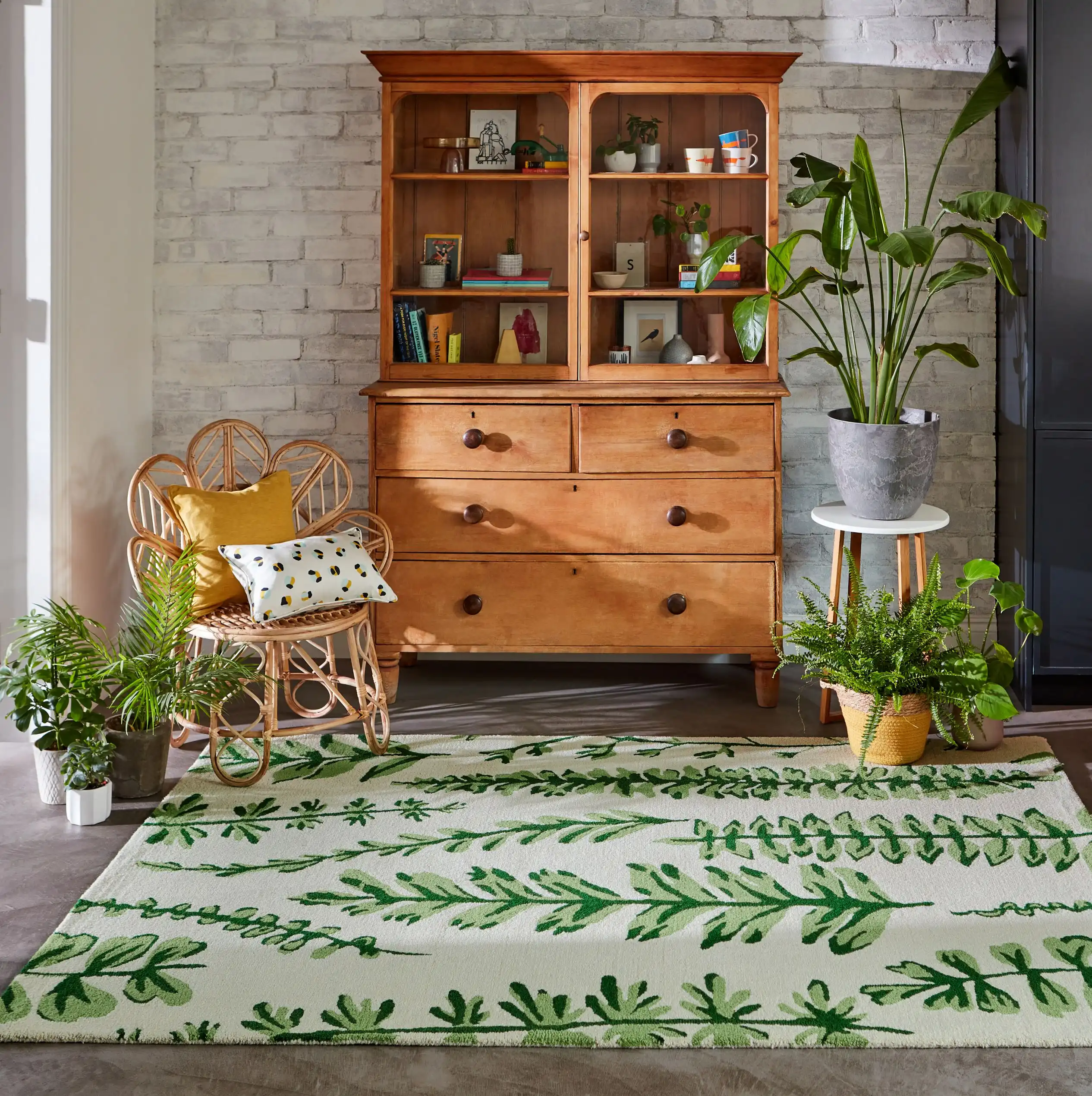 Scion Screen Printed Ferns Juniper 125907 Rug
