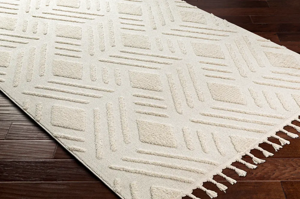 Selene Berber Geometric High Pile Ivory Rug - Image 4