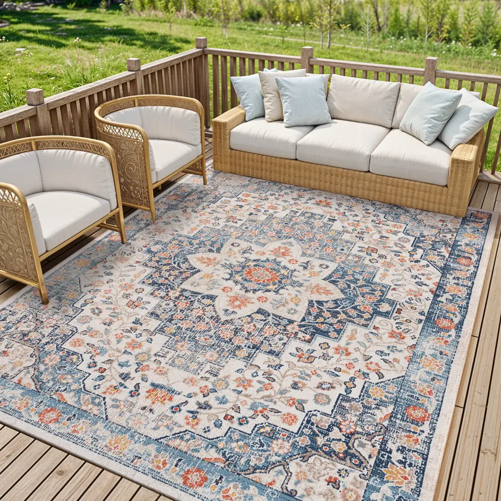 Selma In- & Outdoor Oriental Boho Dark Blue Rug - Image 2