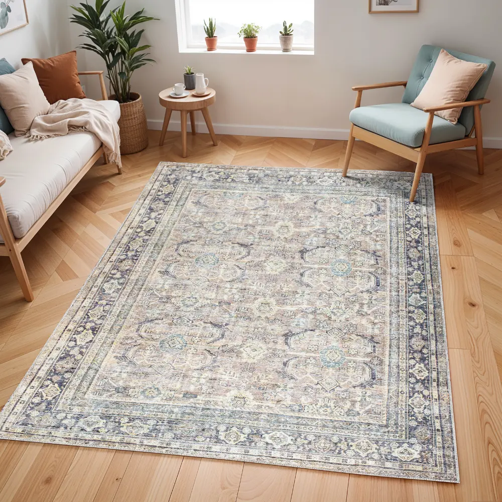 Darling Becki Owens X Livabliss Machine Washable Oriental Boho Light Silver Rug - Image 9