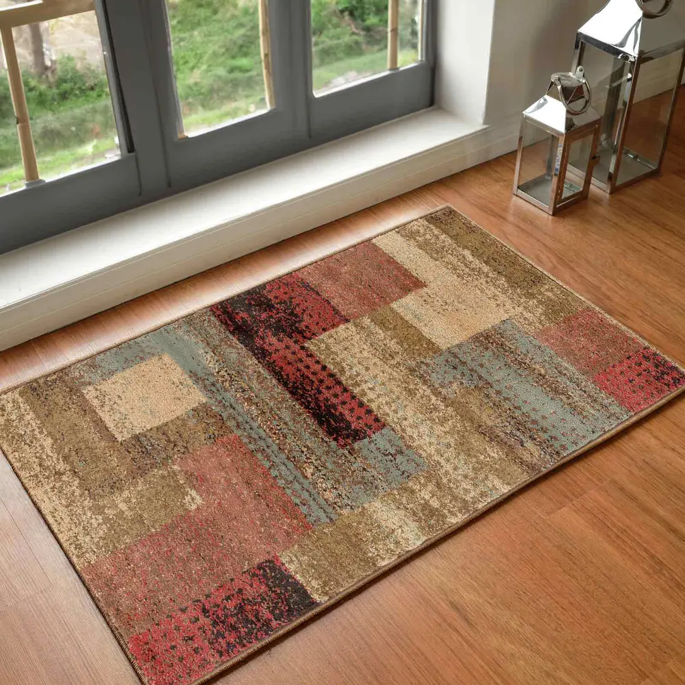 Shama Scandi Modern Dark Red Rug