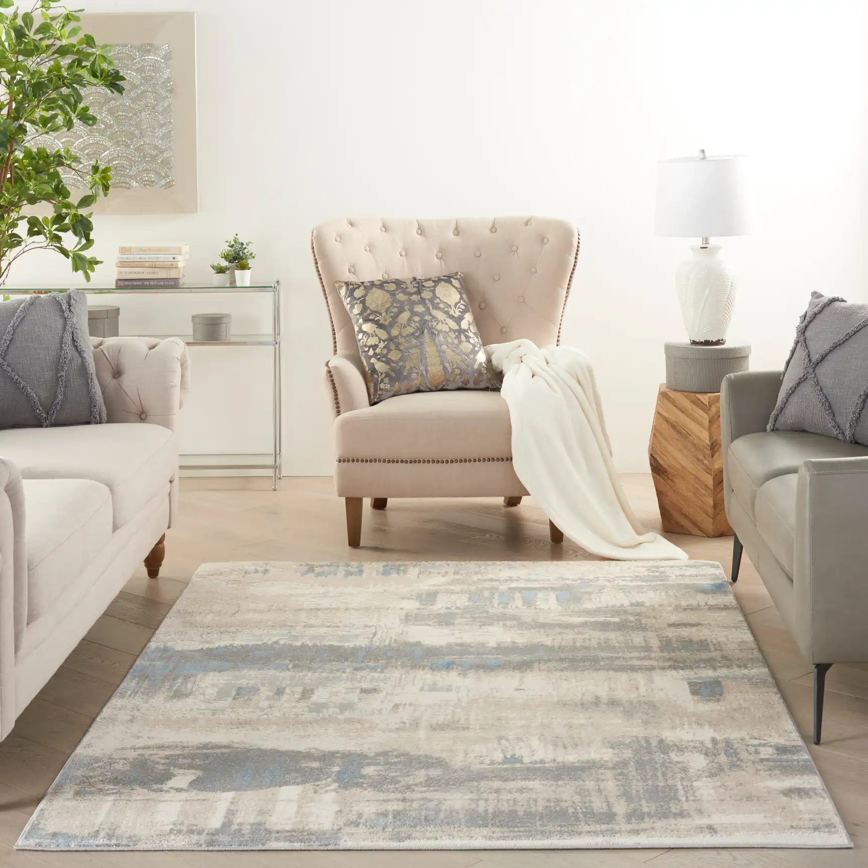 Solace SLA07 Ivory Grey Blue Rug