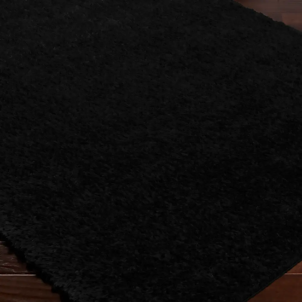 Soso Shaggy Solid Color Plush Pile Black Rug - Image 7