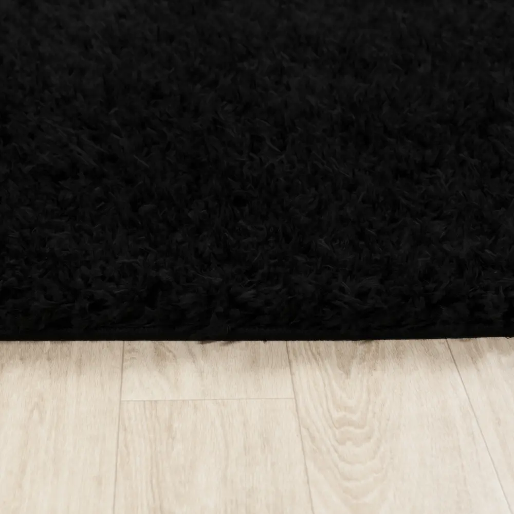 Soso Shaggy Solid Color Plush Pile Black Rug - Image 8