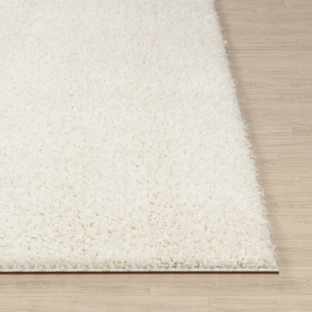 Soso Shaggy Solid Color Plush Pile Cream Rug - Image 8