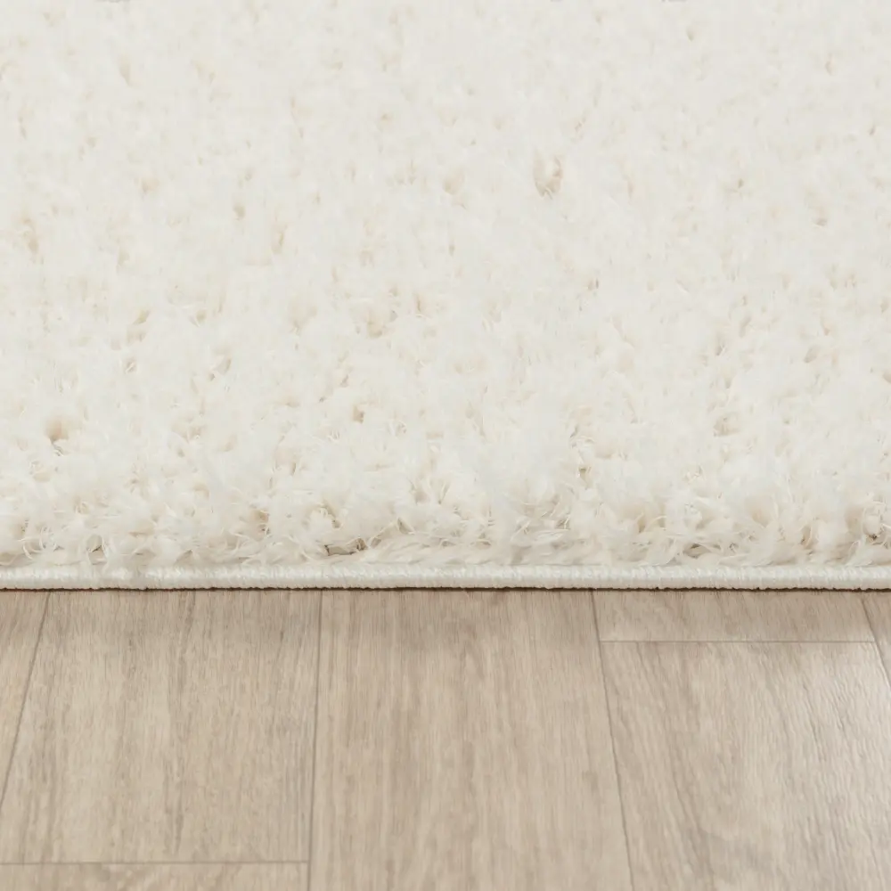 Soso Shaggy Solid Color Plush Pile Cream Rug - Image 9