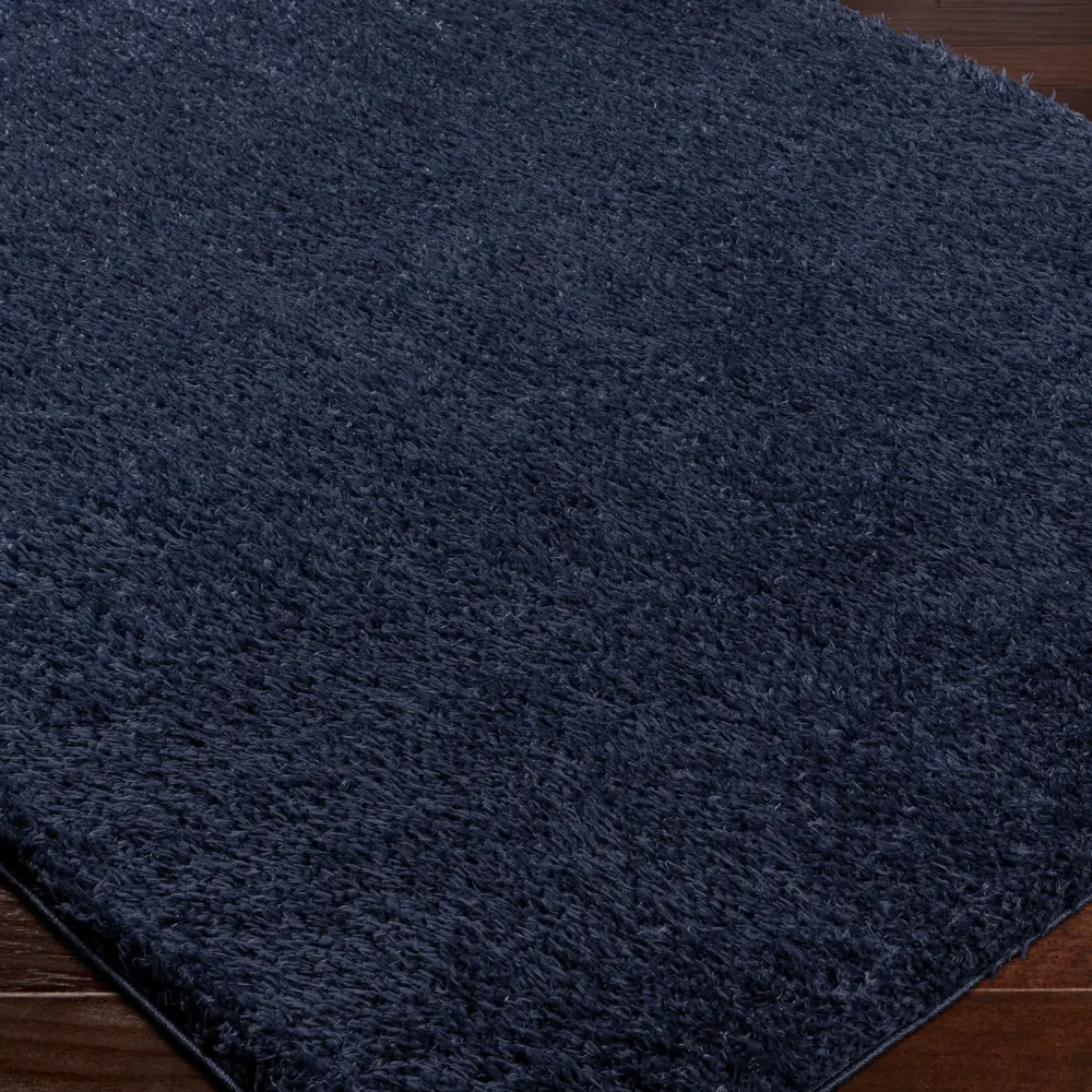 Soso Shaggy Solid Color Plush Pile Dark Blue Rug - Image 5