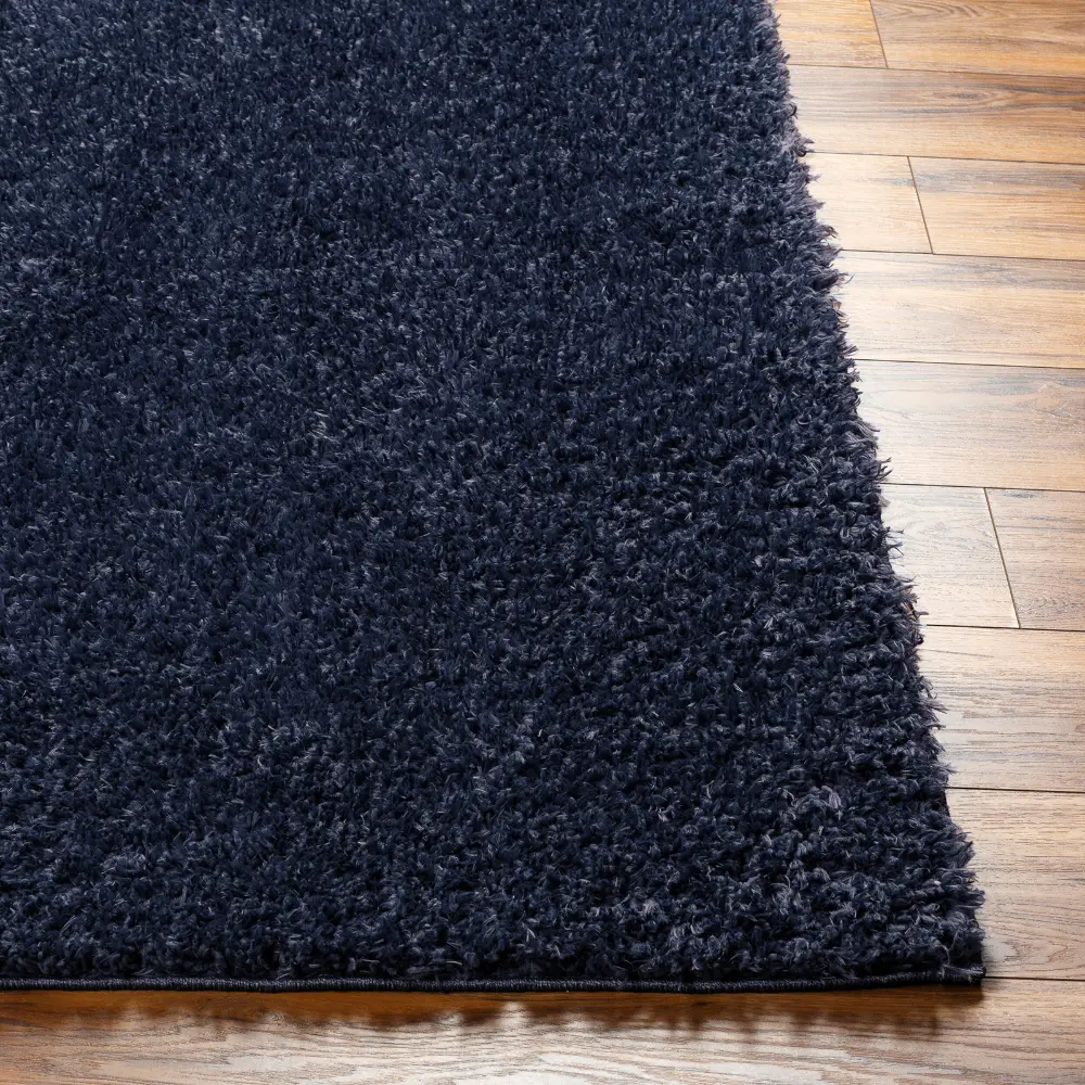 Soso Shaggy Solid Color Plush Pile Dark Blue Rug - Image 8