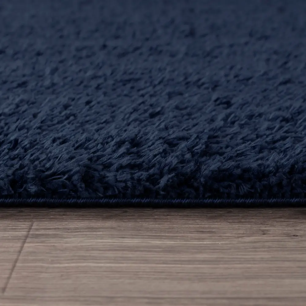 Soso Shaggy Solid Color Plush Pile Dark Blue Rug - Image 9