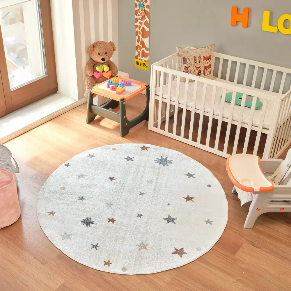 Stella Kids Machine Washable Multicolour/Beige Bedroom Rug - Image 11